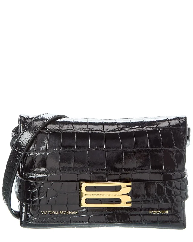 Victoria Beckham Croc-Embossed B Logo Leather Crossbody