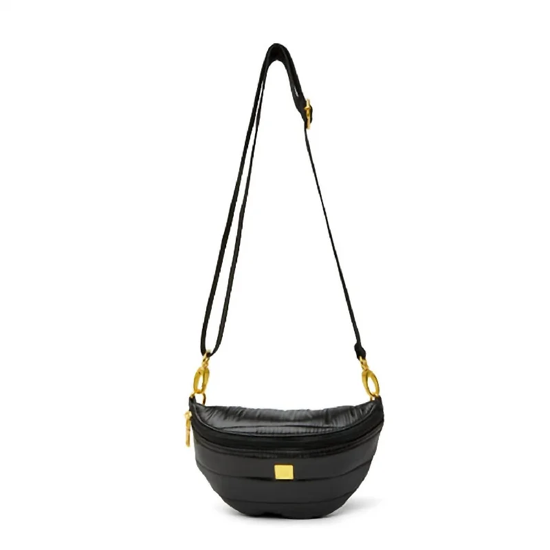 Shining Star Fanny Pack/crossbody Bag In Shiny Black