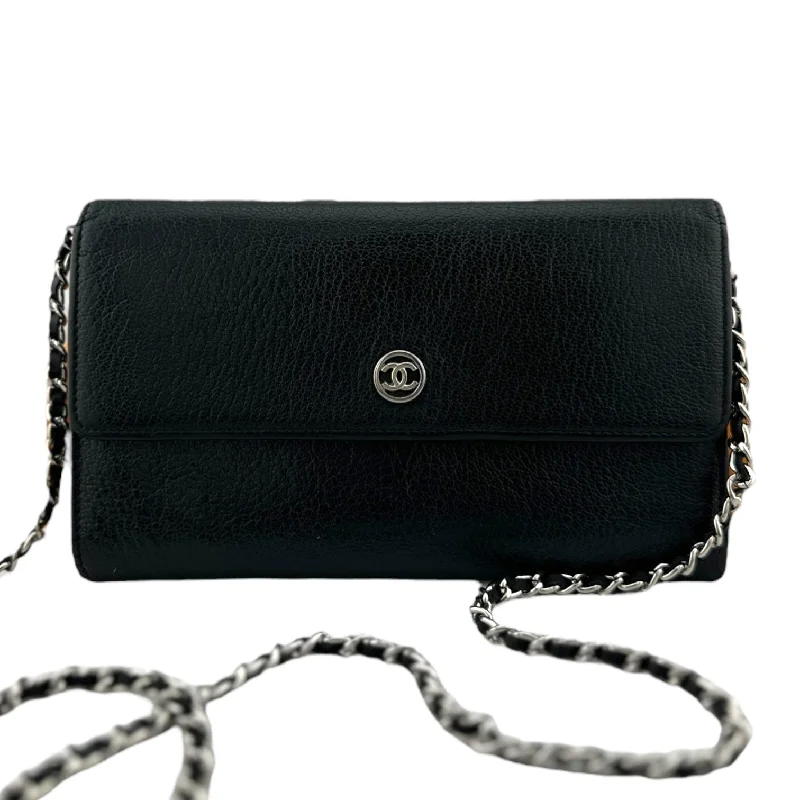 CHANEL Black Calfskin Trifold Wallet