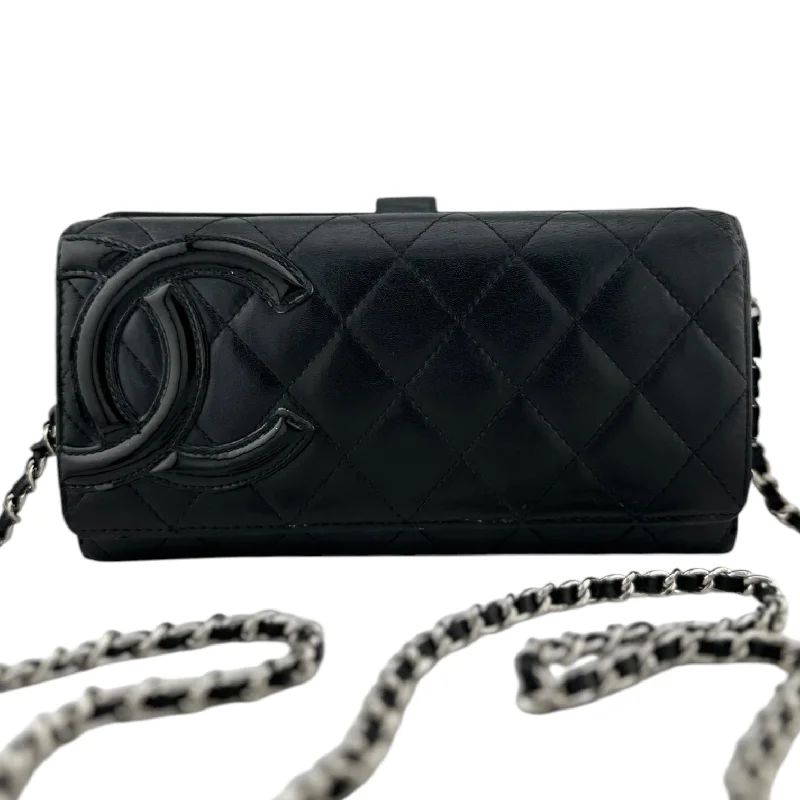 CHANEL Black Lambskin Cambon Double Sided Wallet