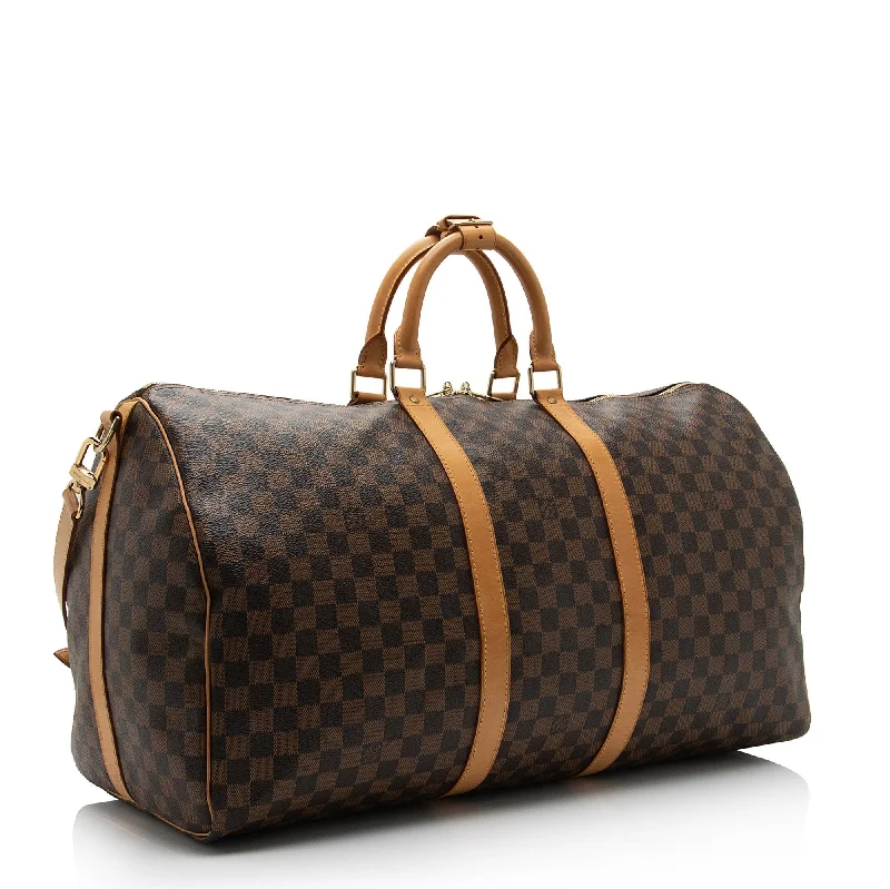 Louis Vuitton Damier Ebene Keepall Bandouliere 55 Duffle Bag